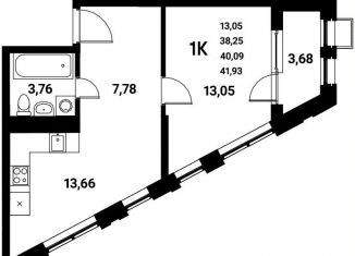 Продажа 1-ком. квартиры, 40.1 м2, Воронеж, набережная Чуева, 7