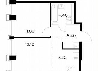 Продается 1-комнатная квартира, 40.9 м2, Москва