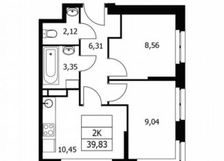 Продается 2-ком. квартира, 39.8 м2, Люберцы, Октябрьский проспект, 213А