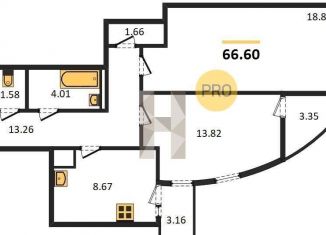 Продажа двухкомнатной квартиры, 66.6 м2, Новосибирск, Сухарная улица, 96/3, ЖК Сосны