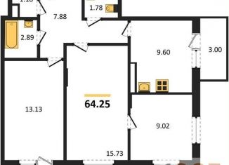 Трехкомнатная квартира на продажу, 64.2 м2, Воронеж, Острогожская улица, 164, Советский район