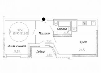 Продается 1-комнатная квартира, 55.9 м2, Тверь, улица Спартака, 2