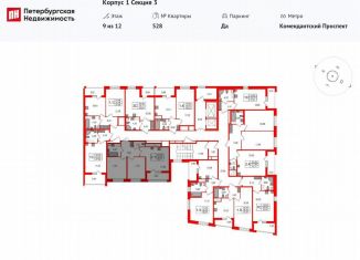 Двухкомнатная квартира на продажу, 52.9 м2, Санкт-Петербург, метро Комендантский проспект