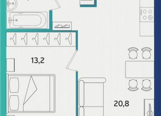 Продам 1-комнатную квартиру, 42.4 м2, Альметьевск