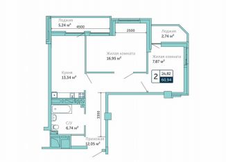 Продается 2-ком. квартира, 60.9 м2, Батайск, улица Бекентьева, 10