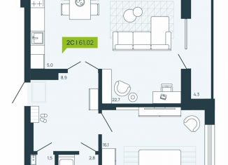 Квартира на продажу студия, 61 м2, Новосибирск, улица Зорге, 279/5, Кировский район