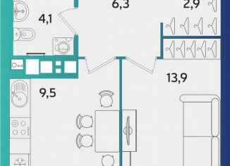 Продаю 1-ком. квартиру, 37.9 м2, Удмуртия, улица Архитектора П.П. Берша, 44