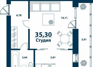 Продажа 1-ком. квартиры, 35.3 м2, деревня Ветошниково