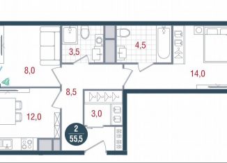 Продается двухкомнатная квартира, 55 м2, Москва, район Царицыно, Кавказский бульвар, 51