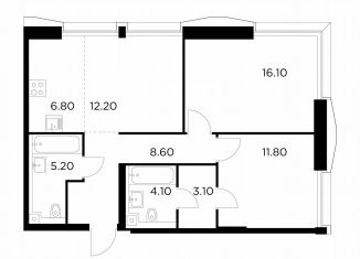 Продается двухкомнатная квартира, 67.8 м2, Москва, метро Водный стадион