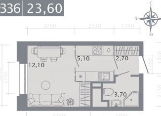 Квартира на продажу студия, 23.6 м2, Казань, Приволжский район, улица Шишкина, 3