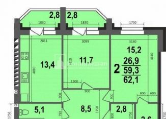 Продам двухкомнатную квартиру, 62.1 м2, Ковров, улица 9 Мая, 6