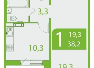 Однокомнатная квартира на продажу, 38.3 м2, Томск, улица Пришвина, 46, Октябрьский район