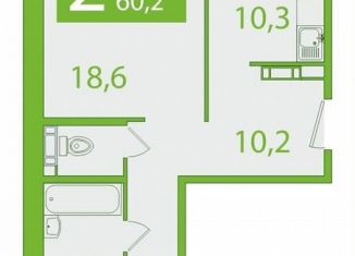 Продажа двухкомнатной квартиры, 60.2 м2, Томская область, улица Пришвина, 46