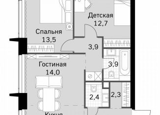 2-комнатная квартира на продажу, 66.1 м2, Москва, метро Беговая