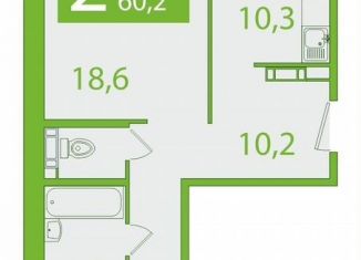 Продажа 2-ком. квартиры, 60.2 м2, Томская область, улица Пришвина, 46