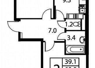 Продам 2-комнатную квартиру, 61.3 м2, Домодедово