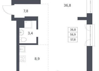 Квартира на продажу студия, 57.8 м2, Новосибирск, Красный проспект, 236, Заельцовский район