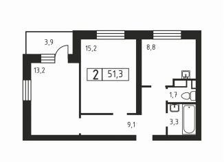 Продажа 2-комнатной квартиры, 51.3 м2, деревня Скотное, Вересковая улица, 2к2