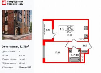 Продам однокомнатную квартиру, 32.4 м2, Санкт-Петербург, 1-й Предпортовый проезд, 1