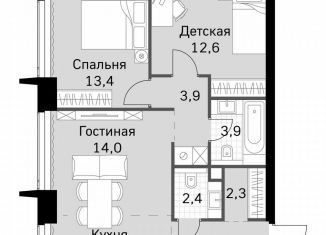 Продаю 2-ком. квартиру, 65.9 м2, Москва, метро Беговая