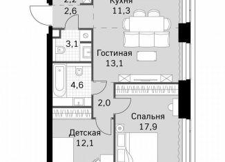 Продается двухкомнатная квартира, 68.9 м2, Москва, метро Беговая, 3-й Хорошёвский проезд, 3Ас22