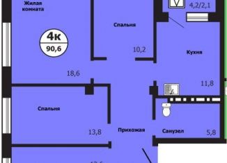 Продаю 4-ком. квартиру, 90.6 м2, Красноярск, улица Лесников, 51Б