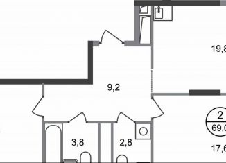 Продажа 2-комнатной квартиры, 69 м2, деревня Рассказовка, деревня Рассказовка, 2