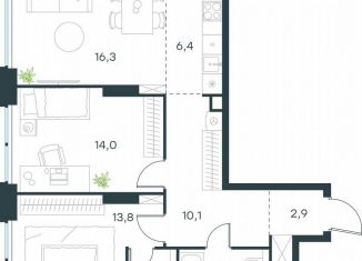 Продается 3-комнатная квартира, 70.5 м2, Москва, жилой комплекс Левел Звенигородская, к2, район Хорошёво-Мнёвники