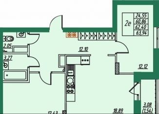 Продажа 2-ком. квартиры, 62.4 м2, Владимирская область