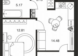 Продажа однокомнатной квартиры, 39.7 м2, Тула