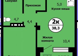 Продаю однокомнатную квартиру, 38.3 м2, Красноярск, улица Лесников, 41Б