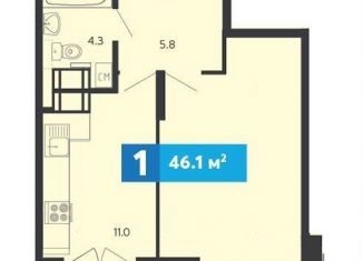 Однокомнатная квартира на продажу, 46.1 м2, Пензенская область, Прибрежный бульвар, 5
