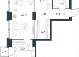 2-ком. квартира на продажу, 53.5 м2, Москва, жилой комплекс Левел Звенигородская, к2, метро Народное Ополчение