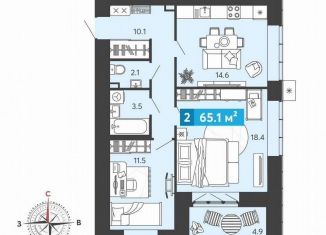 Продам 2-ком. квартиру, 65.1 м2, село Засечное