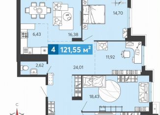 3-ком. квартира на продажу, 121.6 м2, село Засечное, Прибрежный бульвар, 5