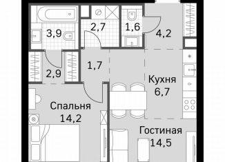 Продам 1-комнатную квартиру, 52.4 м2, Москва, метро Беговая