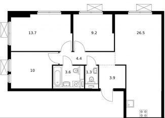 Продажа 3-комнатной квартиры, 71.2 м2, Москва, метро Нагорная, жилой комплекс Второй Нагатинский, к6