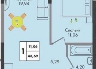 Продаю 1-ком. квартиру, 43.7 м2, Краснодар, улица Западный Обход, 34, микрорайон Славянский