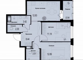 Продается двухкомнатная квартира, 56.3 м2, Мурино