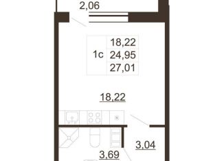 Продам квартиру студию, 27 м2, Гатчина, улица Хохлова, 16