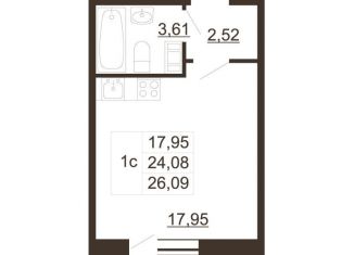 Продам квартиру студию, 26.1 м2, Гатчина, улица Хохлова, 16