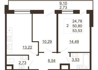 Продажа 2-комнатной квартиры, 53.5 м2, Гатчина, улица Хохлова, 16