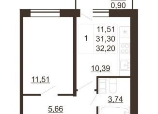 1-ком. квартира на продажу, 32.2 м2, Гатчина, улица Хохлова, 16