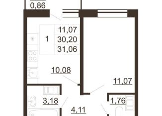 Продажа 1-комнатной квартиры, 31.1 м2, Гатчина, улица Хохлова, 16