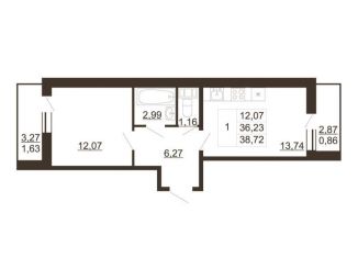 Продаю 1-ком. квартиру, 38.7 м2, Гатчина, улица Хохлова, 16