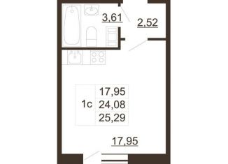 Продаю квартиру студию, 25.3 м2, Гатчина, улица Хохлова, 16