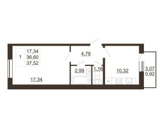 Продам 1-ком. квартиру, 37.5 м2, Гатчина, улица Хохлова, 16