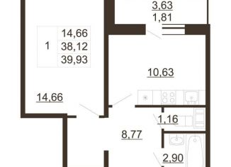 Продажа однокомнатной квартиры, 39.9 м2, Гатчина, улица Хохлова, 16