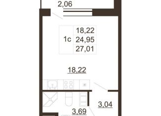 Продаю квартиру студию, 27 м2, Гатчина, улица Хохлова, 16